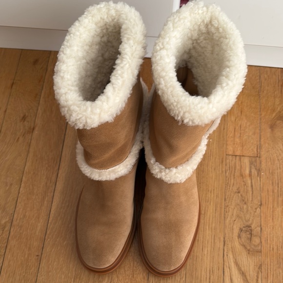 Women's Tan Shearling Boots - Picture 2 of 6